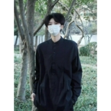1506-1/CY121/P54男士灰蓝色长袖无领衬衫上衣，男装衬衫，星座1506-1