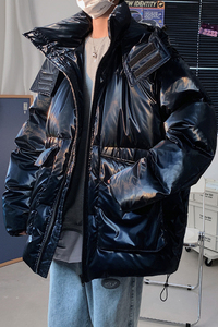 90白鸭绒 主推可脱卸亮面羽绒服连帽羽绒马甲工装外套2021/图片