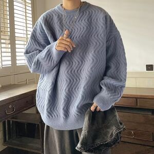 1506/MMY6071/43男式韩版潮流秋冬加厚毛衣日系宽松针织衫冬季3图片