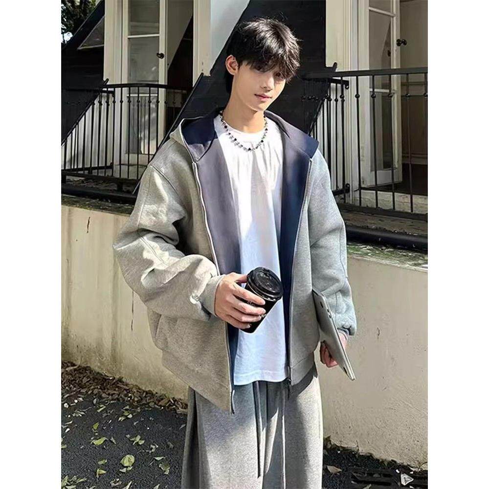 1506-1/WY831/P54美式简约cleanfit撞色连帽卫衣男,男装卫衣,星座1506-1