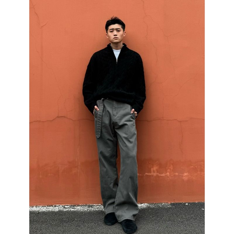 1506/QM2360/P66秋季新款美式半拉链麻花套头针织衫男女毛衣2,男装针织衫/毛衣,星座1506-1