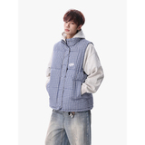 1506/QA030/P52美式格子风立领马甲男加厚棉服背心格纹背心棉衣，男装背心/马甲，星座1506-1