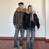 1506/M11621/P92派克服短款羽绒棉服仿兔毛大毛领连帽棉衣1，男装棉衣，星座1506-1