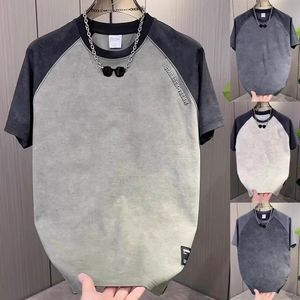 1506-1/THD1311/P33新款潮流男士撞色拼接半袖打底体恤图片