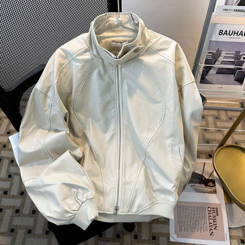 1506-1/JJK87281/P71小众设计感pu皮立领垫肩机车服夹克男，男装夹克，星座1506-1