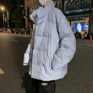 白鸭绒保暖夜光立领男士羽绒服潮流短款宽松外套2058/图片
