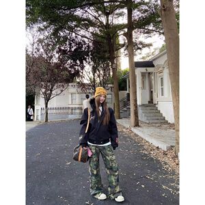 1506/WLE-93351/P94美式复古毛领刺绣连帽开衫卫衣男女潮牌2图片