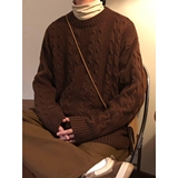 1506/M31971/P59日系麻花长袖毛衣男女款加厚宽松圆领线衣内搭1，男装针织衫/毛衣，星座1506-1