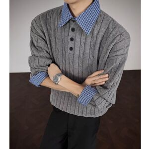 1506/MY2731/P59秋冬新款开衫毛衣美式复古休闲V领针织衫男1图片
