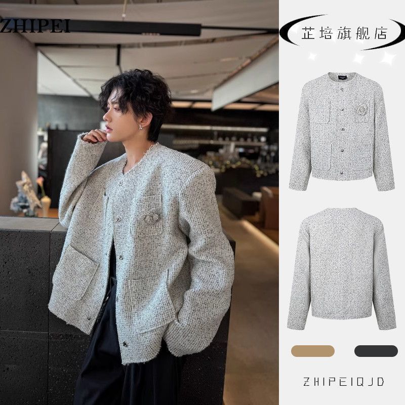 1506-1/JM131/P63白色垫肩小香风外套男款痞帅高级感男,女装短外套,星座1506-1