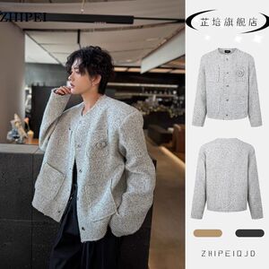 1506-1/JM131/P63白色垫肩小香风外套男款痞帅高级感男图片