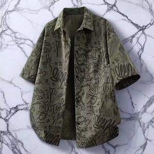 1506-1/C224821/P43夏季轻薄凉感满花翻领衬衣大码图片
