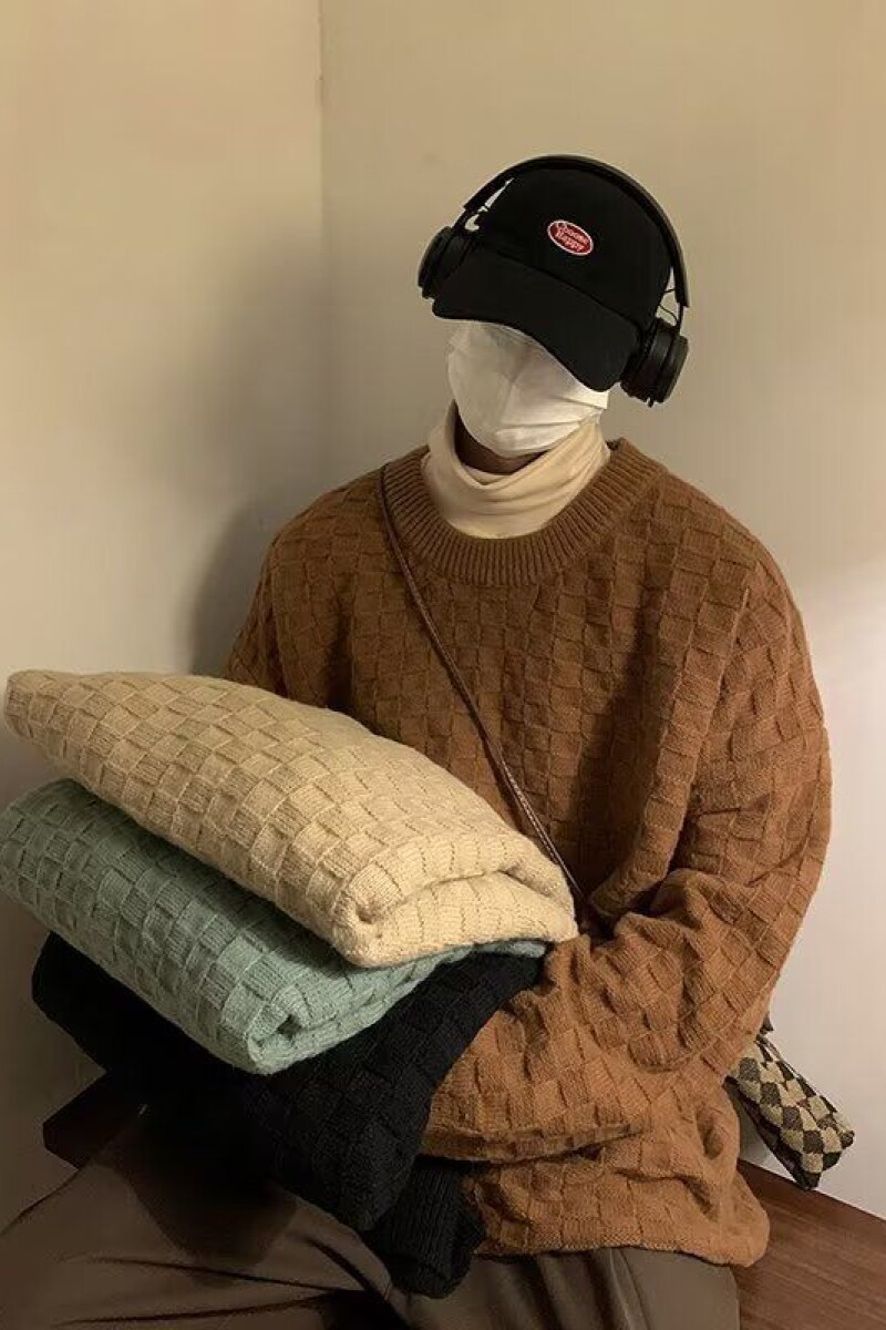 1506-1/M71171/P39冬季美式复古慵懒风咖色百搭针织衫打底衫,男装T恤,星座1506-1