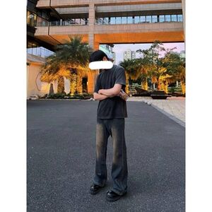 1506-1/KBLM82031/P46秋季锈土色微喇叭牛仔裤图片