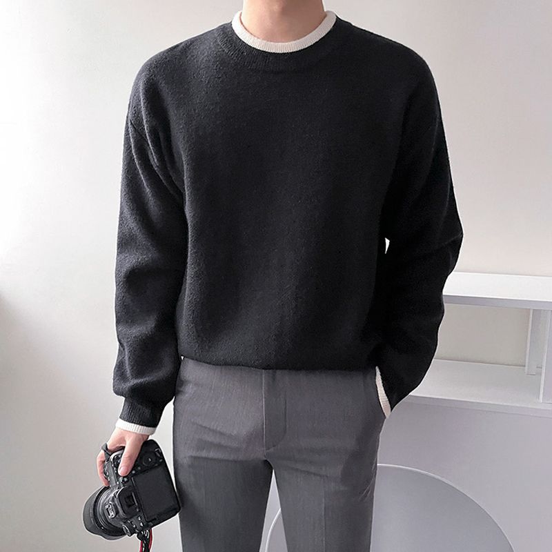 1506-1/M23141/P52韩系高级感简约百搭假两件毛衣男，男装针织衫/毛衣，星座1506-1