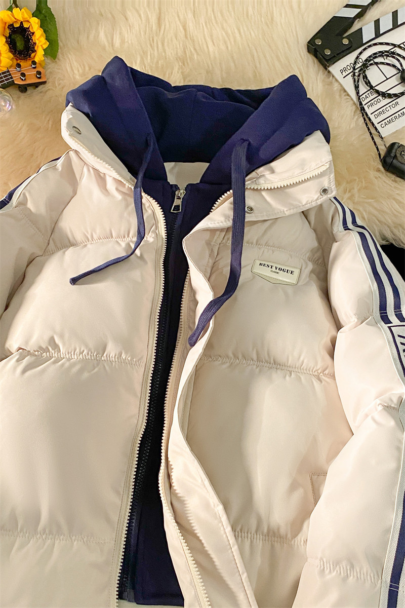1506-1/M350/P85假两件棉衣男款冬季羽绒棉服潮流青少年男生情侣,男装棉衣,星座1506-1