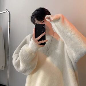 1506-1/MM081/P56毛衣男女秋冬季高级感痞帅软糯圆领针织衫图片
