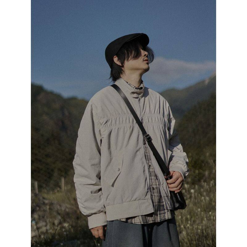 1506-1/J6911/P64秋季宽松休闲潮牌棒球服纯色工装外套图片