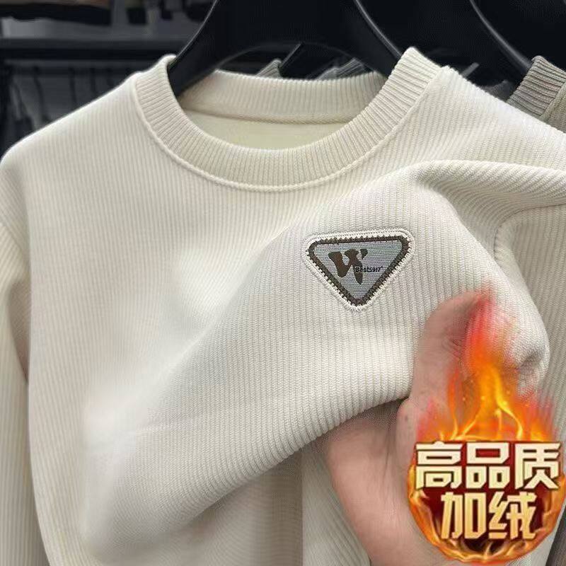 1506/W8011/P34圆领长袖卫衣宽松上衣男士潮流保暖刺绣打底衫1，男装T恤，星座1506-1