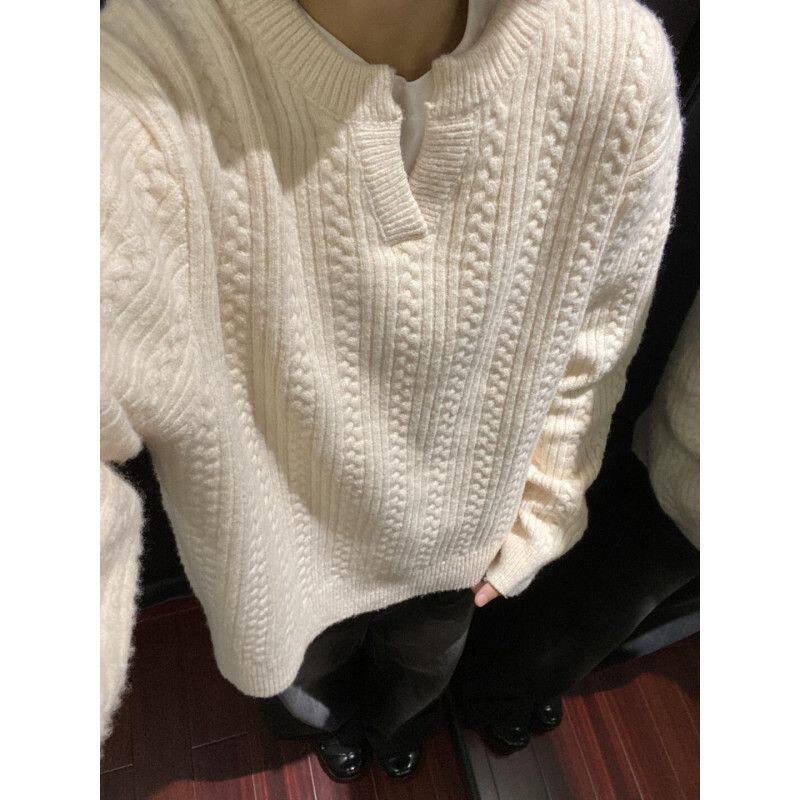 1506/M50131/P70美式男女情侣慵懒高级感亨利领宽松套头针织衫2，男装针织衫/毛衣，星座1506-1