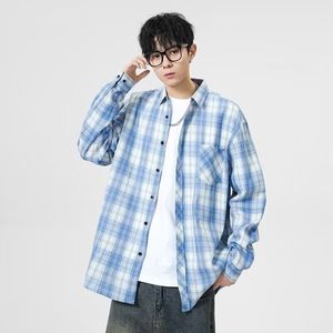 1506-1/CXX011/P36早春复古格子长袖衬衫男图片