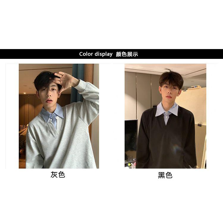1506-1/WQ1041/P44复古假两件拼接翻领卫衣男,男装卫衣,星座1506-1