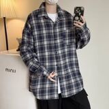 1506-1/C55041/P34秋季潮流格子休闲衬衣宽松上衣服，男装衬衫，星座1506-1