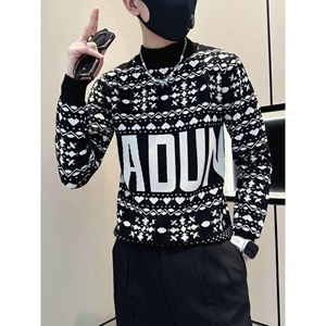 1506/MX60061/P54冬季痞帅毛衣男款半高领内搭上衣针织打底衫2图片