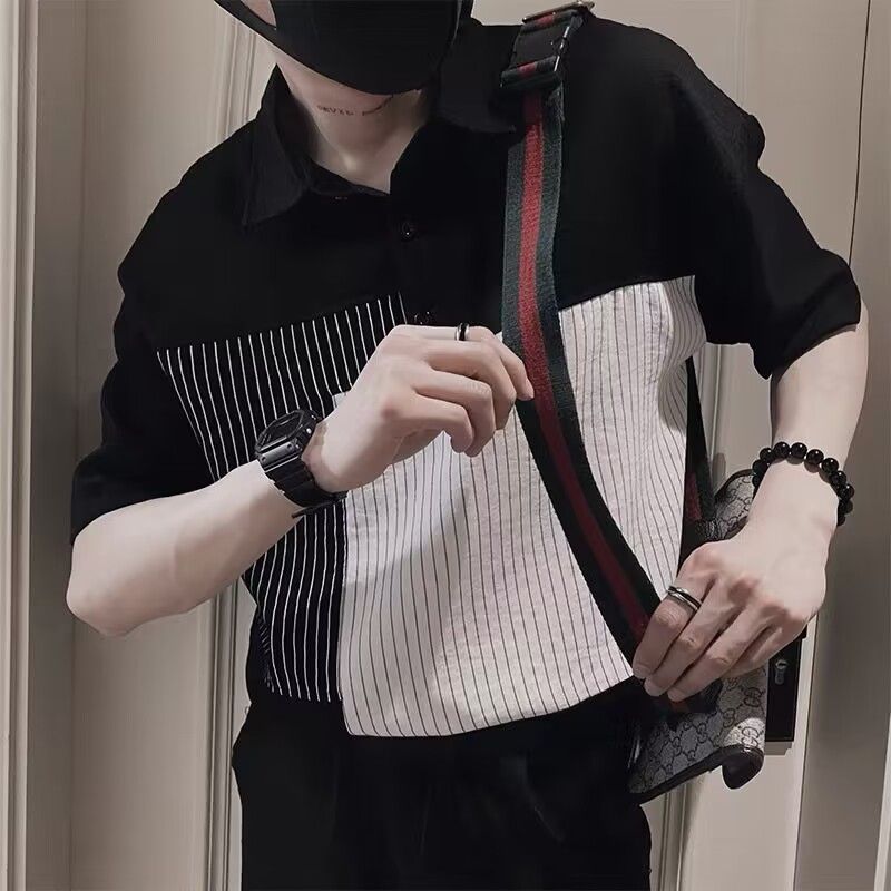 1506-1/CT031/P38帛跃都市时尚条纹拼接短袖,男装Polo衫,星座1506-1