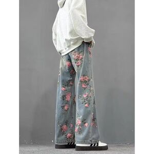 1506-1/KG981/P49式复古裤子慵懒风松弛感阔腿微喇裤图片