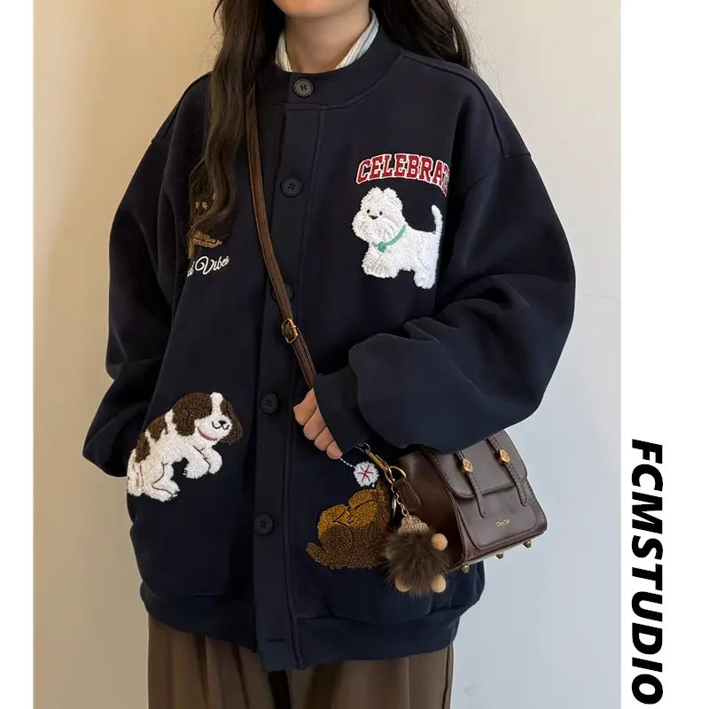 1506/WWT081/P49百搭可爱卡通毛巾绣开衫卫衣女韩系外套2,女装短外套,星座1506-1