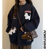 1506/WWT081/P49百搭可爱卡通毛巾绣开衫卫衣女韩系外套2，女装短外套，星座1506-1