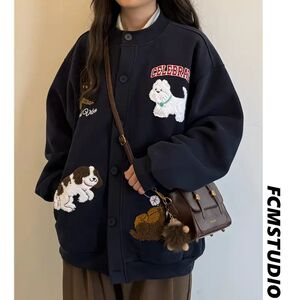 1506/WWT081/P49百搭可爱卡通毛巾绣开衫卫衣女韩系外套2图片