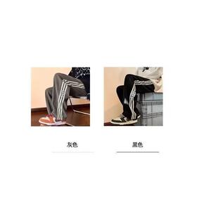 1506/KK076加绒1/P34条纹裤子男款秋季港风运动直筒长裤休闲裤3图片