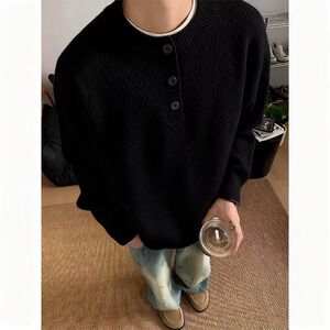 1506/MM5991/P56秋冬新款毛衣美式复古休闲慵懒风V领针织衫男2