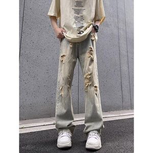 1506-1/KGEY281/P51美式黑色破洞牛仔裤男夏季薄款高街图片