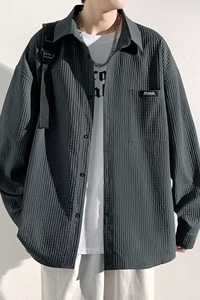 1506-1/C3841/P40秋季新款衬衫男宽松小众设计感上衣男图片