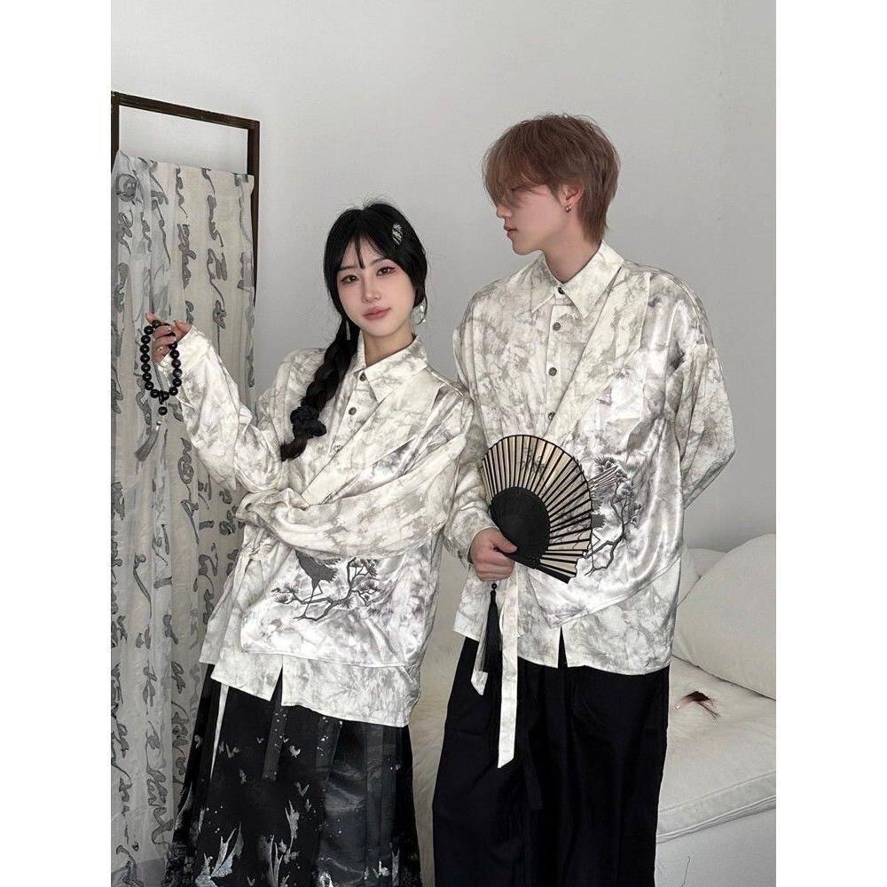 1506-1/C201941/P56春秋季男女宽松绑带风上衣,男装衬衫,星座1506-1