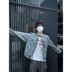 1506-1/JJK021/P72美式复古垫肩短款牛仔外套男款图片