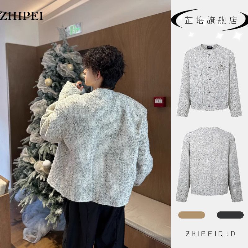 1506-1/JM131/P63白色垫肩小香风外套男款痞帅高级感男,女装短外套,星座1506-1