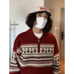 1506/M31651/P59秋冬新款开衫毛衣复古休闲慵懒风V领针织衫男图片