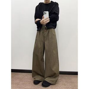 1506-1/KYXXSG1291/P54复古水洗做旧弯刀工装裤男女通图片