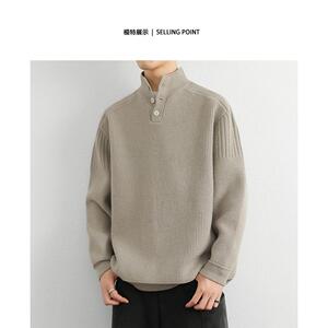 1506/M34881/P64冬季设计感高领针织衫毛衣男宽松长袖上衣2图片