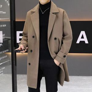 1506/FA231/P79冬季中长款毛呢大衣男加厚双排扣呢子风衣外套1图片
