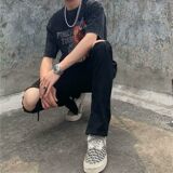 1506-1/KGA181/P42百搭高腰显瘦显腿长直筒裤，男装休闲裤，星座1506-1