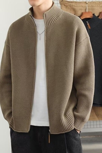 1506/MM30021/P72立领针织开衫外套男潮牌纯色拉链夹克男装1图片