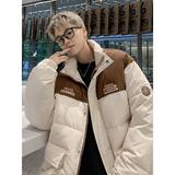 1506/MM501/P69美式复古撞色拼接立领棉服男潮牌宽松休闲外套1，男装棉衣，星座1506-1