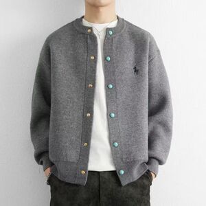 1506/M50161/P74绿松石棒球服新款简约针织开衫夹克男装上衣2图片