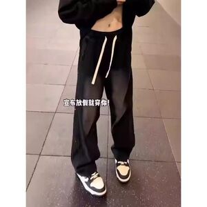 1506-1/KGEY8051/P52黑色渐变牛仔裤男夏季铆钉拼接图片