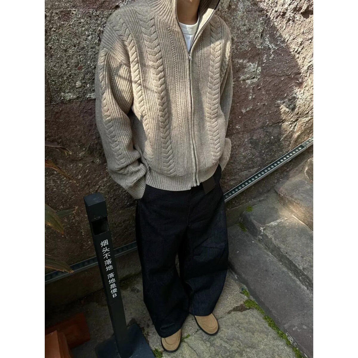 1506-1/MM581/P76怀旧复古麻花拉链针织开衫男士,男装卫衣,星座1506-1